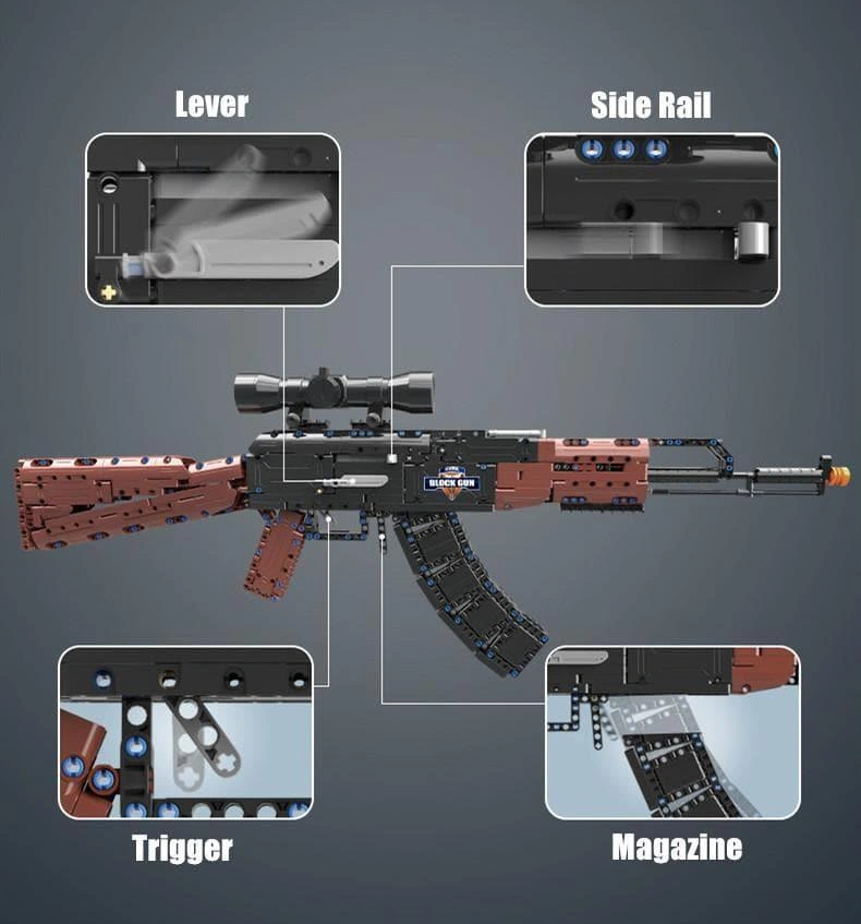 Build Your Own AK-47 Assault Rifle Building Block Gun Set with Scope